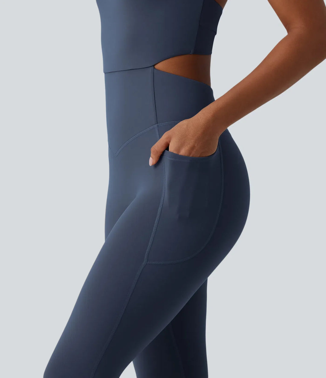 Lyckera UltraSculpt magkontroll bootcut träning jumpsuit med fickor-Easy Peezy Edition