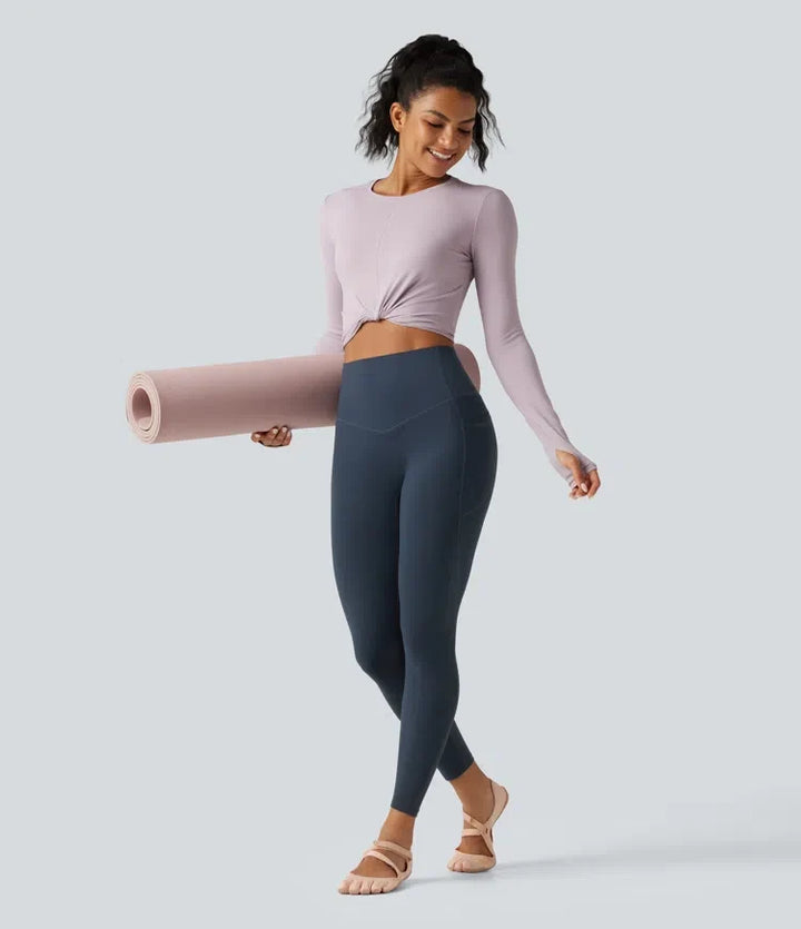 Lyckera UltraSculpt kurvig högmidjad magkontroll formande yogaleggings med fickor