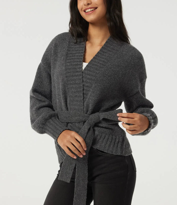 Långärmad knytning fram vardaglig cardigan