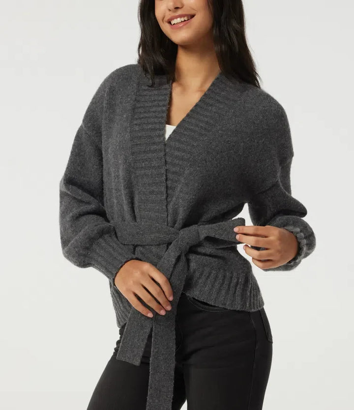 Långärmad knytning fram vardaglig cardigan