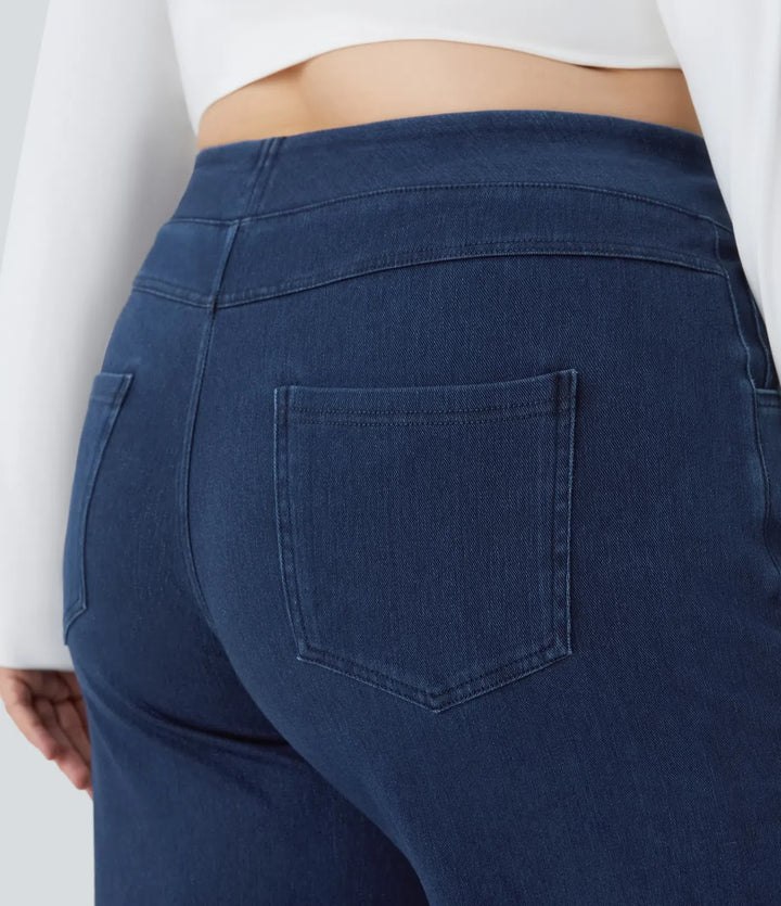 Halara Flex med hög midja och fickor baggy vida ben lös vardagsjeans i plusstorlek