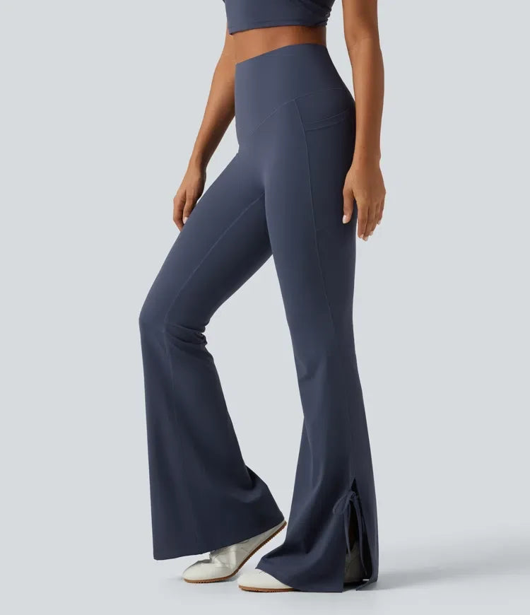Halara UltraSculpt med hög midja spets upp utsvängd yogaleggings med fickor