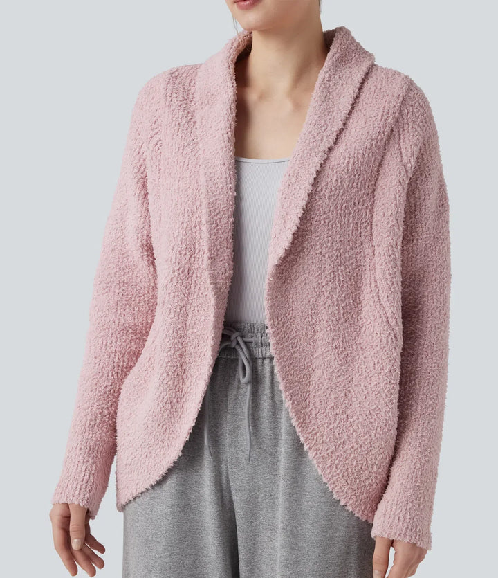 Sjalkrage lång raglanärm vardaglig cardigan