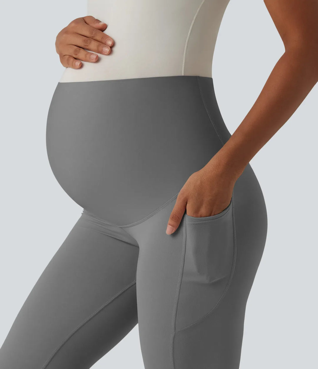 SoftlyZero superhög midja utsvängd yoga mamma leggings med fickor