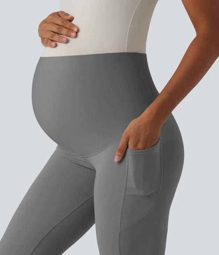 SoftlyZero med extra hög midja utsvängd yoga gravid leggings med fickor