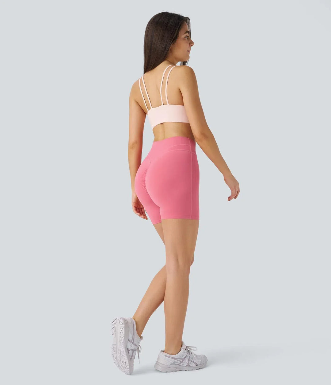 SoftlyZero Plush med hög midja omlott rynklad yogashorts 5&