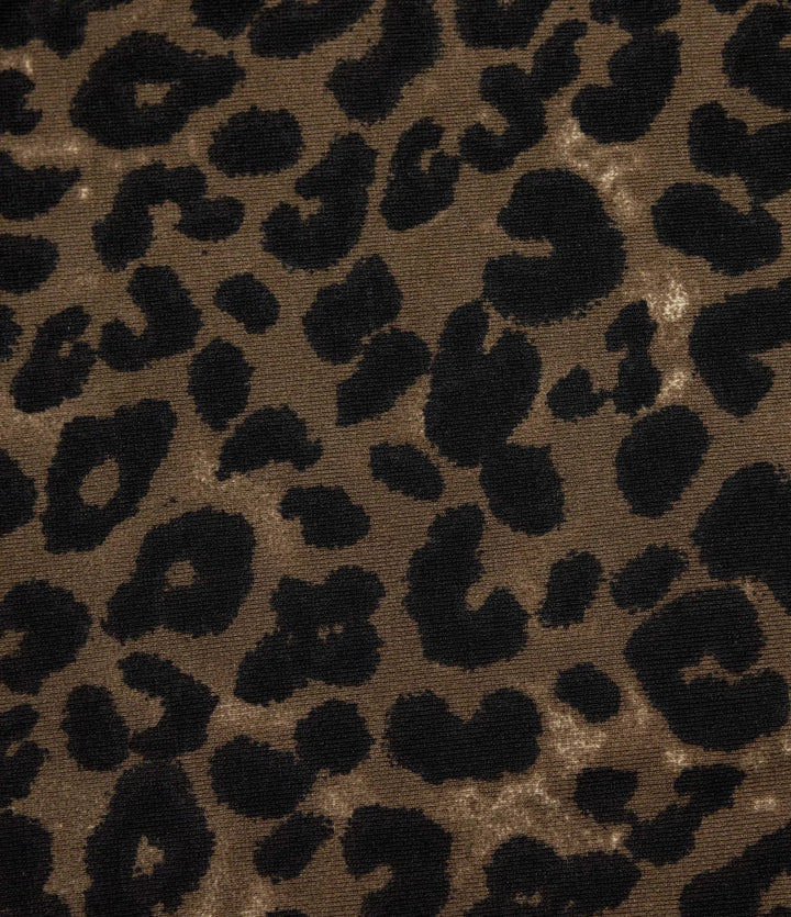 Lagerliknande halvpolo långärmad leopardmönster vardaglig T-shirt