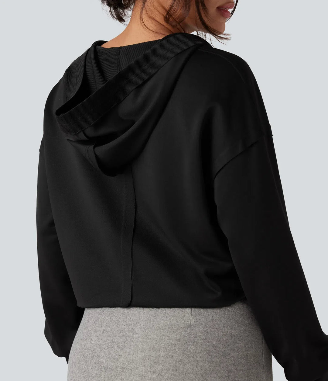 Med huva långärmad avslappnad vardaglig sweatshirt