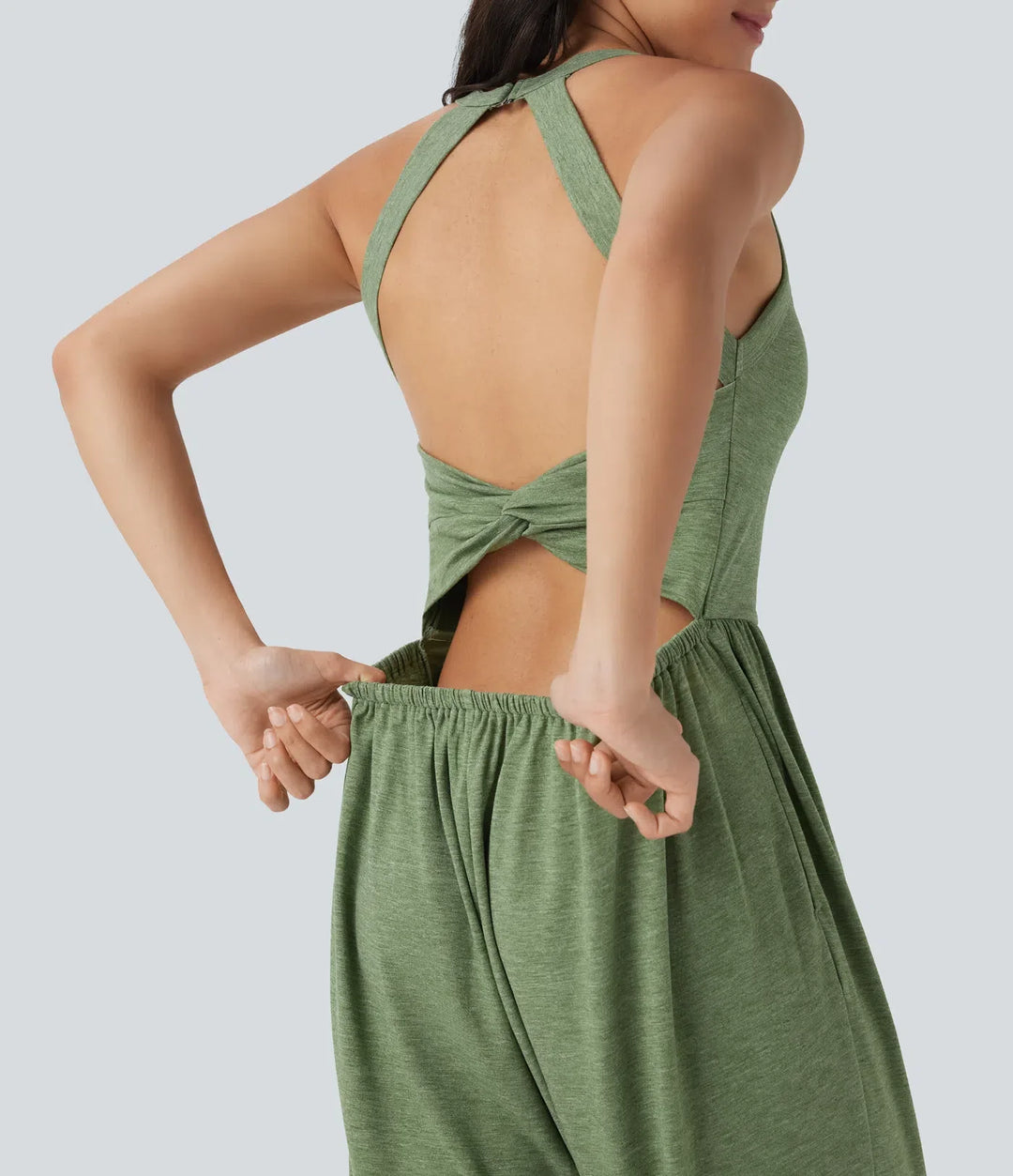 Inbyggd BH harem vardaglig jumpsuit med fickor-Easy Peezy Edition