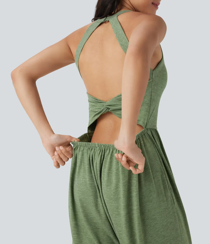 Inbyggd BH harem vardaglig jumpsuit med fickor-Easy Peezy Edition