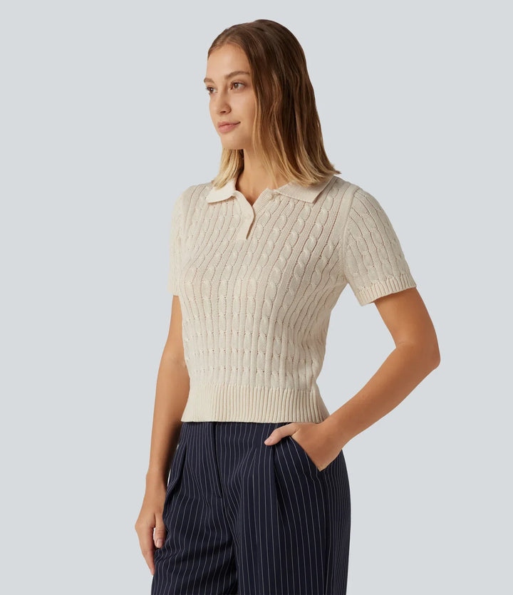 Polo kortärmad kabelstickad arbetströja