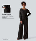 Båtringad långärmad knytning i sidan sval känsla randig arbetsjumpsuit med fickor-Easy Peezy Edition