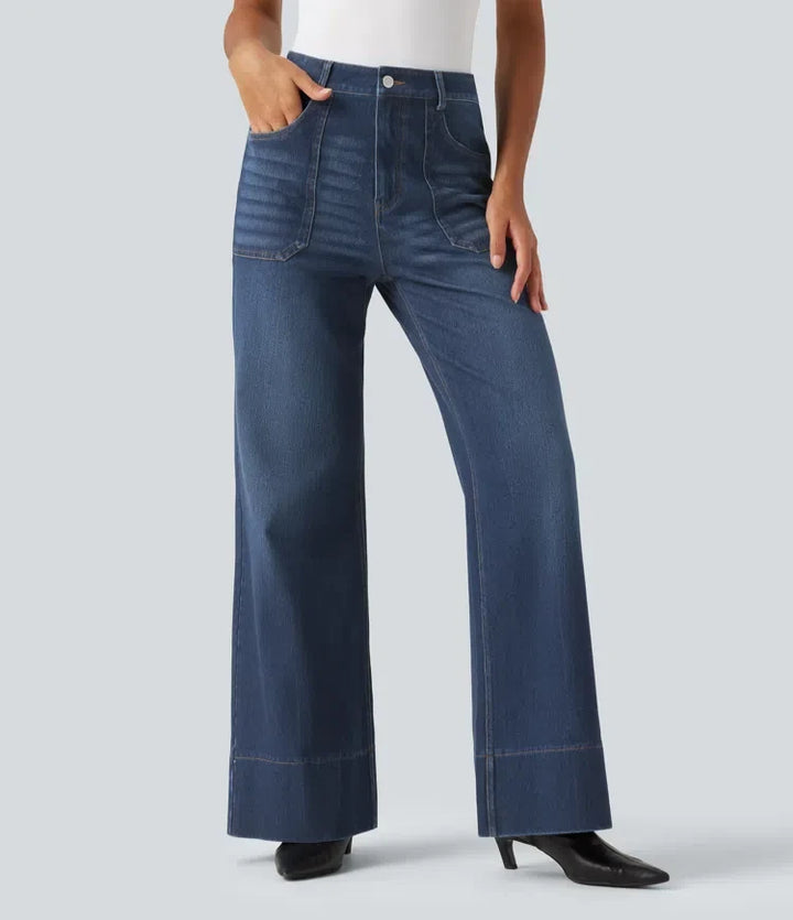 Lyckera Flex högmidjad utsvängd jeans med fickor