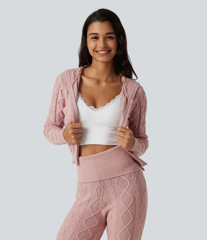 Med huva långärmad lounge cardigan
