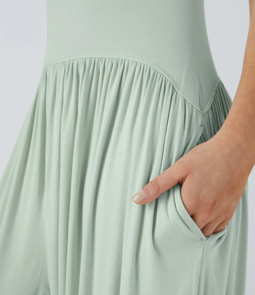 Ribbad tub rygglös sidoficka vardaglig jumpsuit
