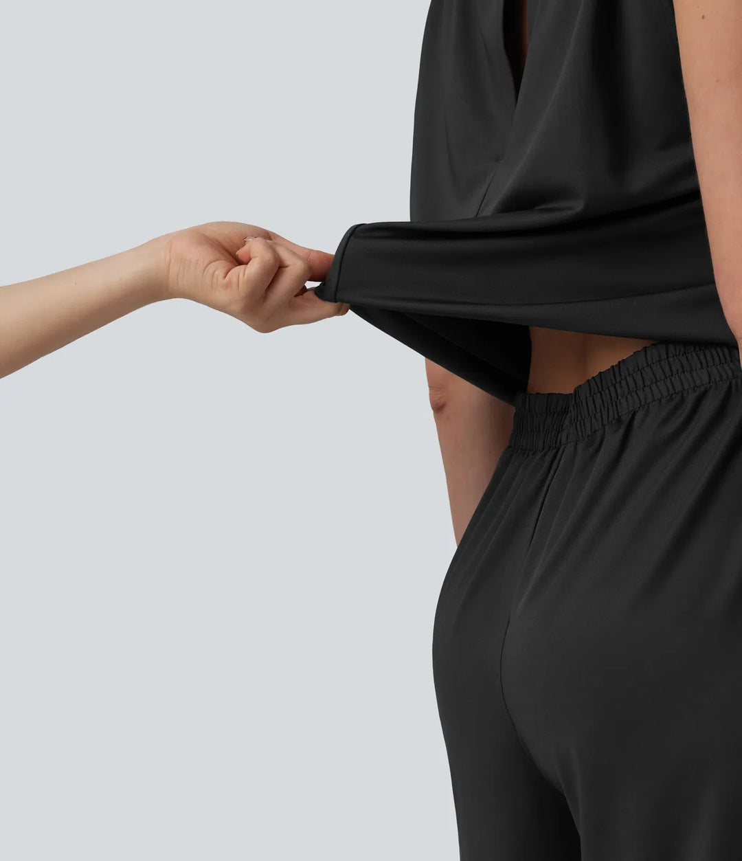 Ståkrage ärmlös raka ben jumpsuit för brudtärna och bröllopsgäst med fickor-Easy Peezy