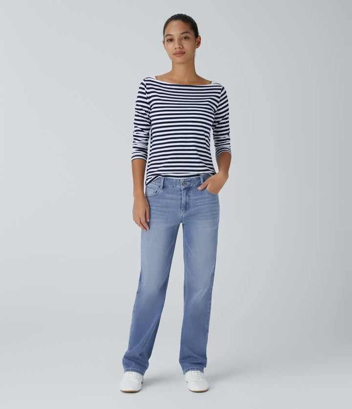 Halara Flex med låg midja dragkedja fickor raka ben tvättad vardagsjeans