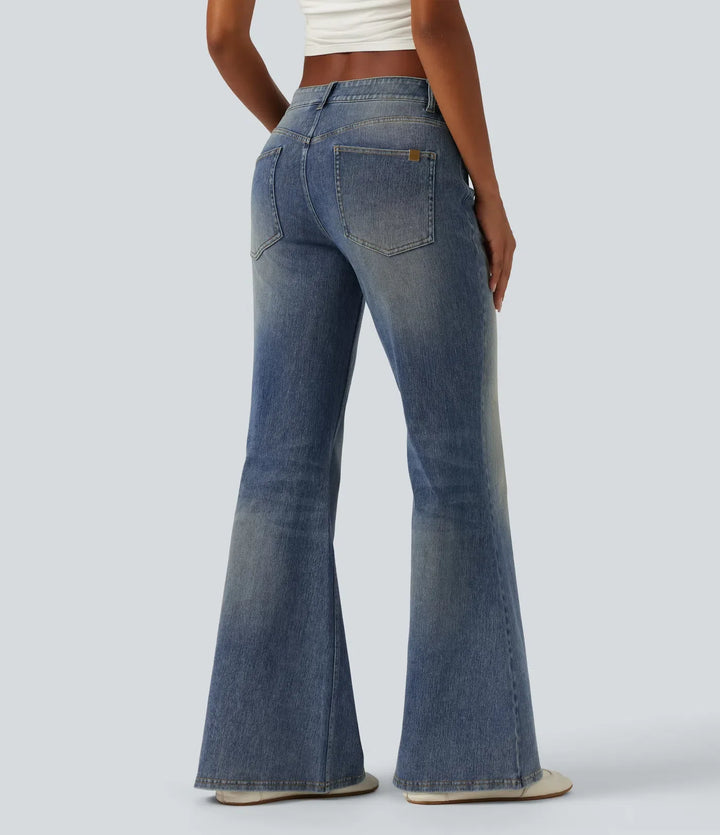 Halara Flex med låg midja utsvängd vardagsjeans med fickor
