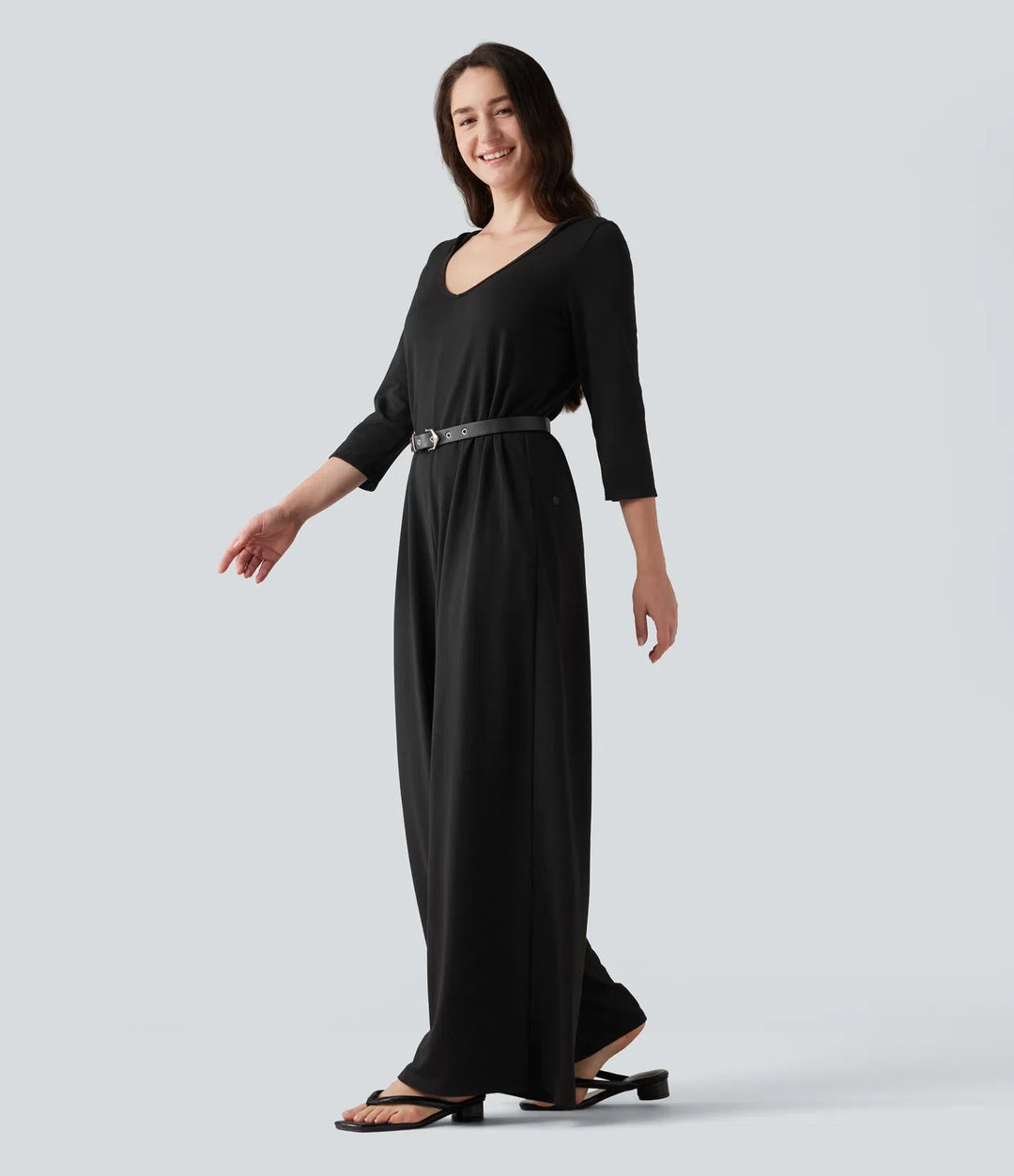 Med huva 3/4 ärm baggy avslappnad vardaglig jumpsuit med fickor