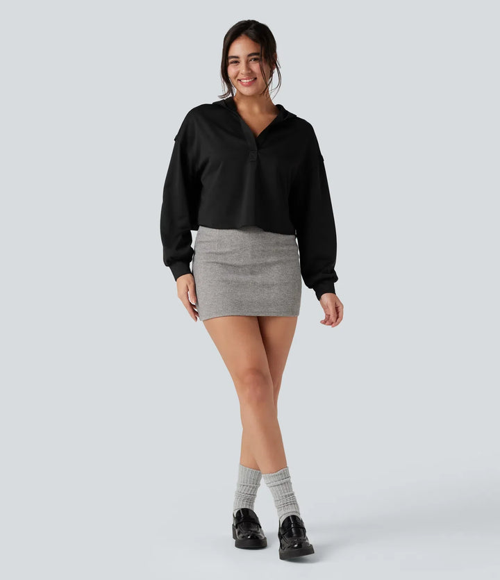 Med huva långärmad avslappnad vardaglig sweatshirt