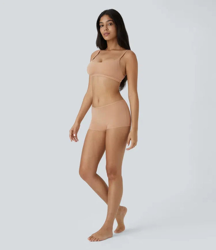 Mycket stretchig med låg midja enfärgad avkoppling boyfriend shorts