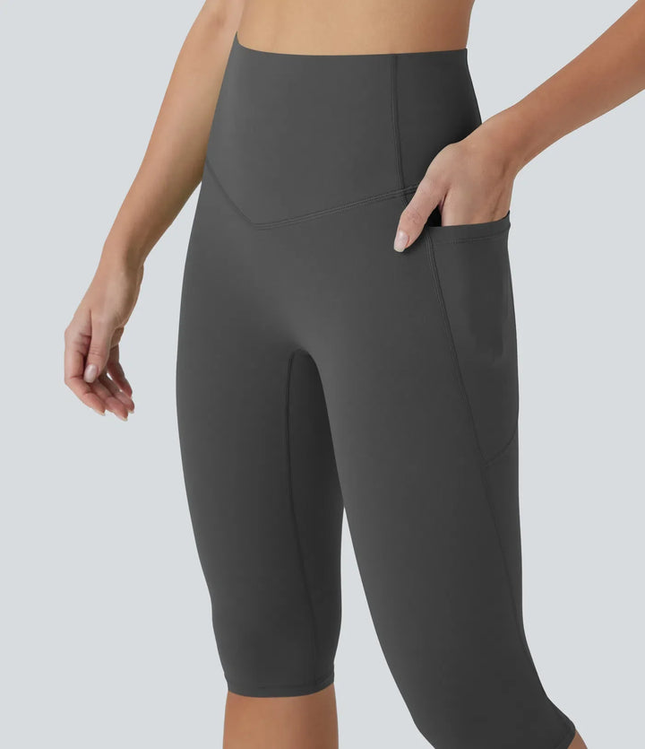 Halara UltraSculpt med hög midja och magkontroll piratbyxor yogaleggings med fickor