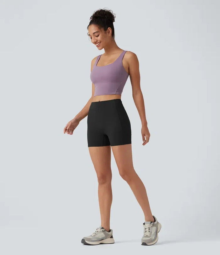 SoftlyZero Airy med hög midja och ficka enfärgad InstantCool yogashorts 3.5"