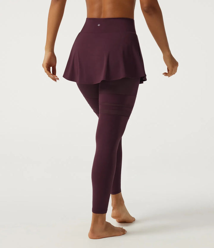 SoftlyZero Airy med medelhög midja plisserad kontrastmesh dansleggings med kjol med fickor