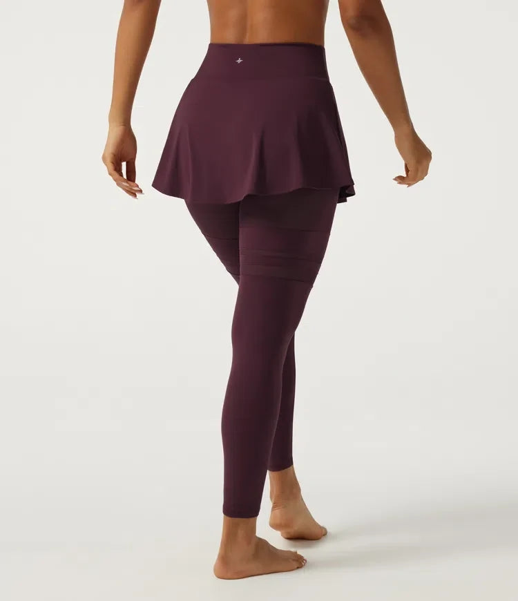 SoftlyZero Airy med medelhög midja plisserad kontrastmesh dansleggings med kjol med fickor
