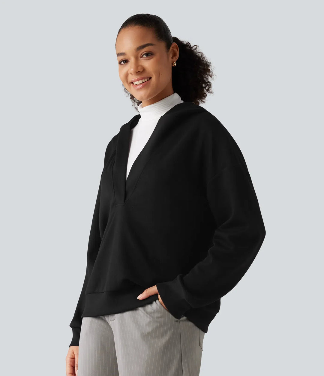 Med huva nedhasad axel långärmad arbete sweatshirt
