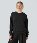 SpacerTek rund halsringning långärmad crossover rygg vardaglig sweatshirt