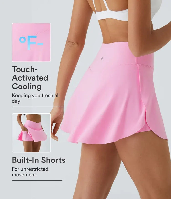 SoftlyZero Airy omlottmodell med ficka 2-i-1 InstantCool tenniskjol – Lucid – längre modell
