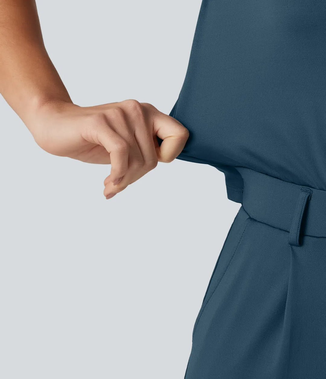 V-ringad ärmlös arbetsjumpsuit med fickor-Easy Peezy Edition