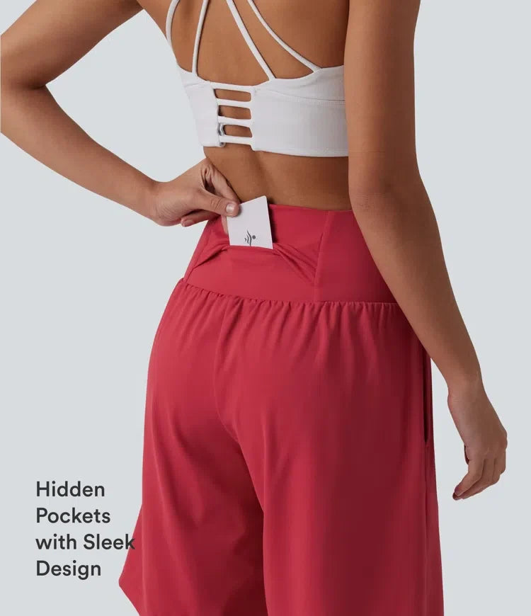 SoftlyZero Airy med extra hög midja 2-i-1 InstantCool yogashorts 9" med fickor