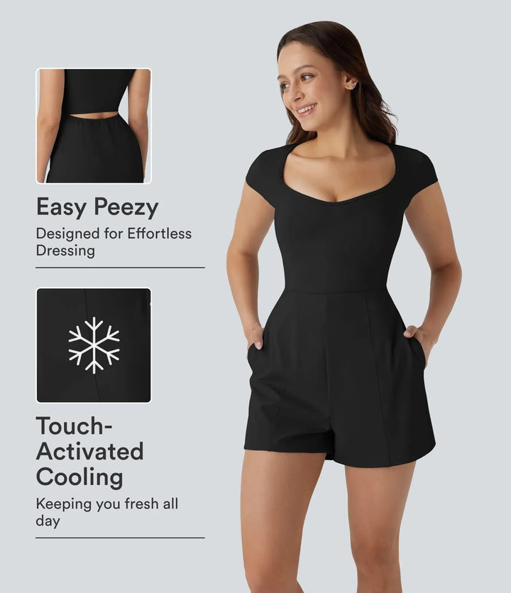 SoftlyZero Airy U-ringning holkärm ficka sval känsla yoga playsuit – Easy Peezy
