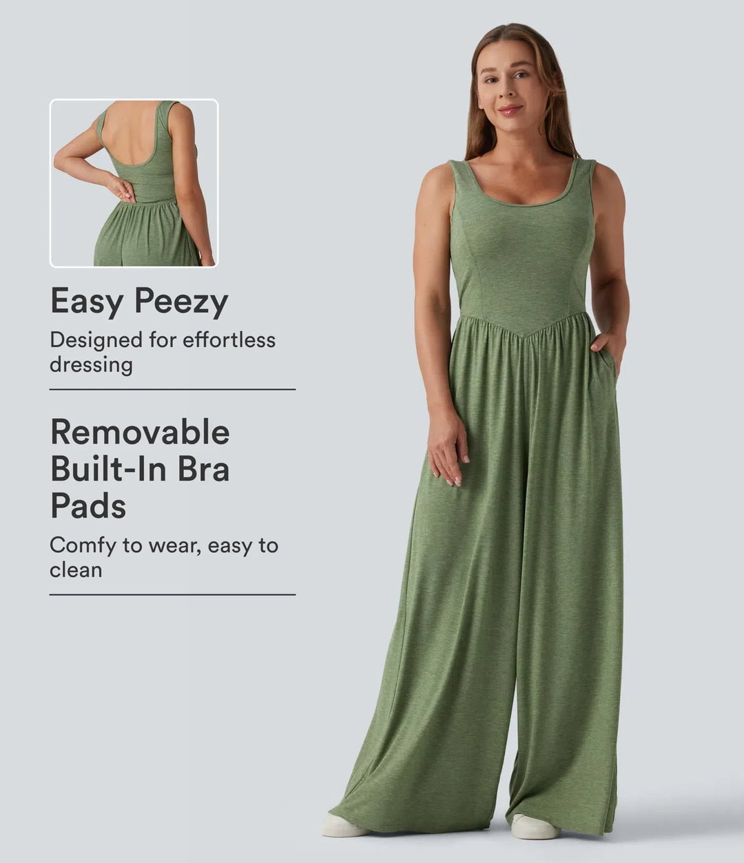 U-ringad vida ben vardaglig jumpsuit med fickor-Easy Peezy Edition