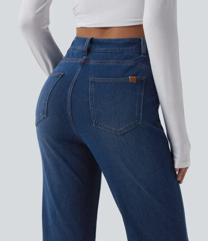 Lyckera Flex högmidjad crossover magkontroll bootcut vardagsjeans med fickor