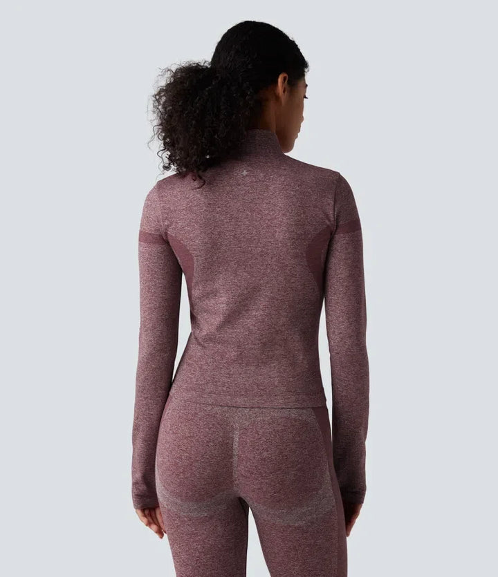 OneForm sömlös flow ståkrage dragkedja långärmad tumhål yoga värmande jacka