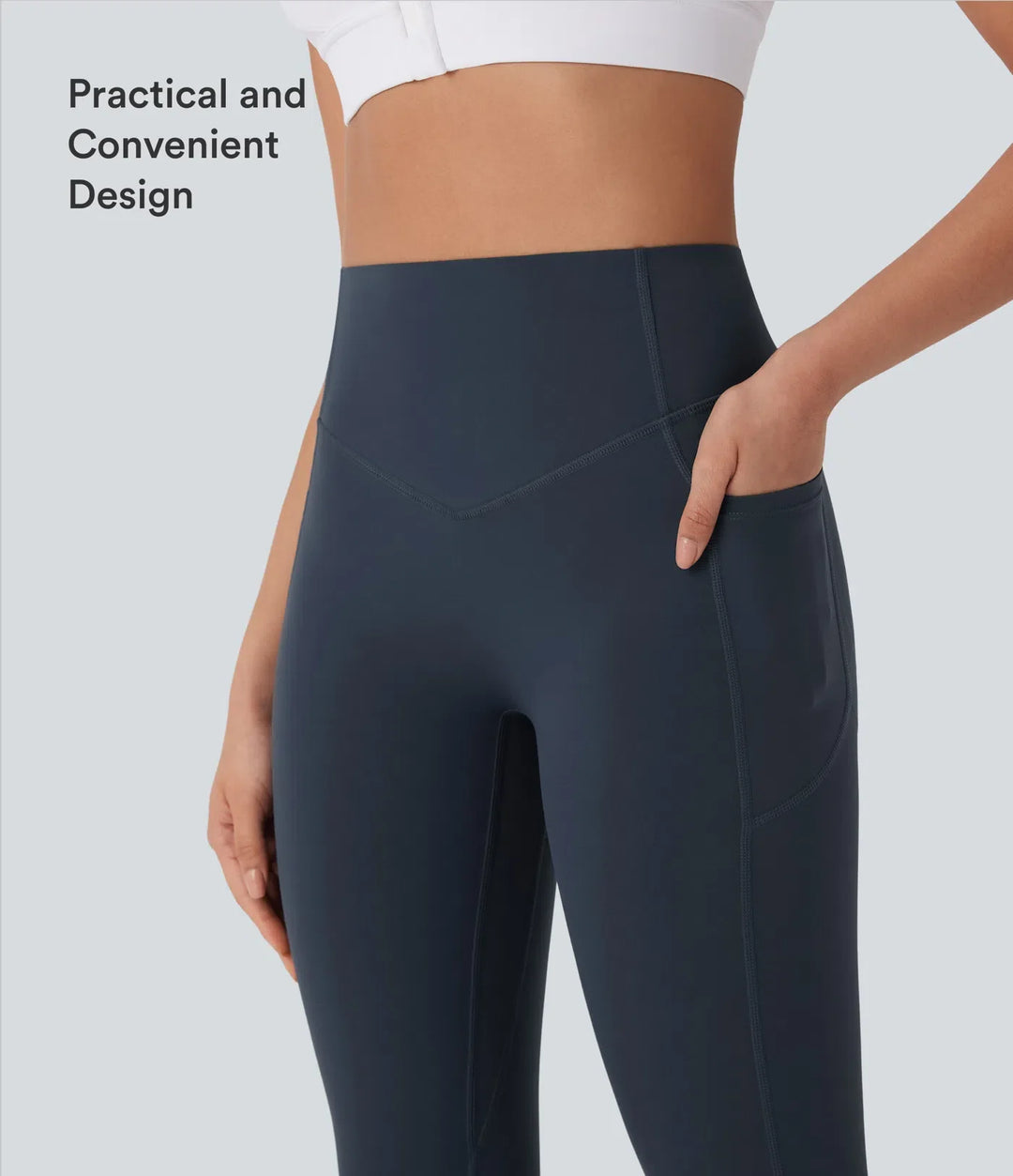 Halara UltraSculpt med hög midja och magkontroll rumplyftande rynklad ficka formande yogaleggings