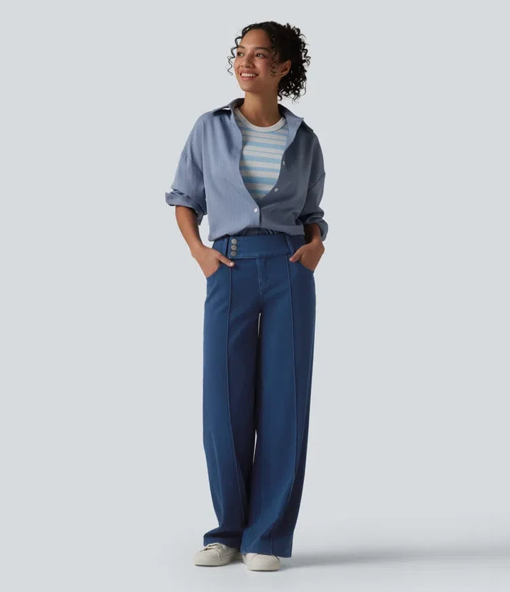 Lyckera Flex låg midja raka ben färgstark arbete jeans med fickor