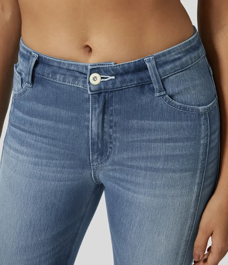 Halara Flex med låg till medelhög midja dragkedja fickor för vardag smal jeans