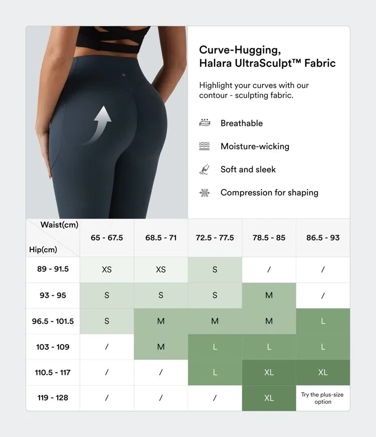 Halara UltraSculpt med hög midja scrunch-effekt rumplyftande magkontroll ficka formande träningsleggings