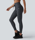 Lyckera UltraSculpt rutig rutig mönster högmidjad dragsko yogaleggings med fickor