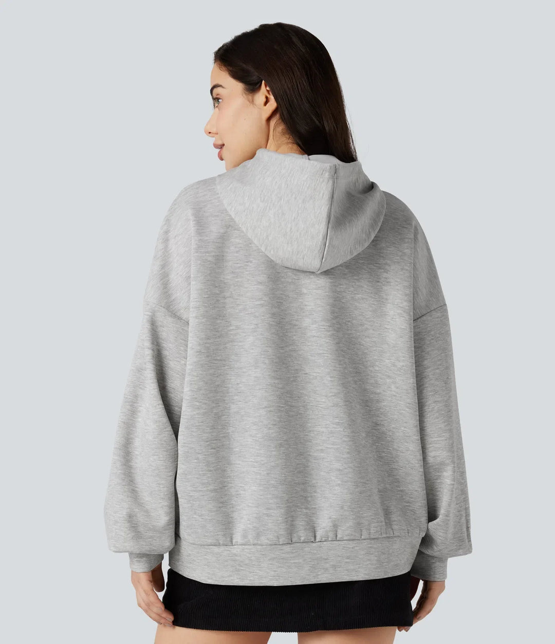 Med huva långärmad vardaglig sweatshirt med fickor