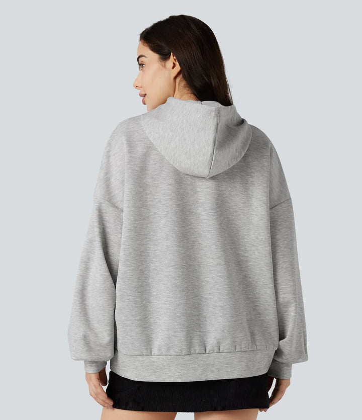 Med huva långärmad vardaglig sweatshirt med fickor