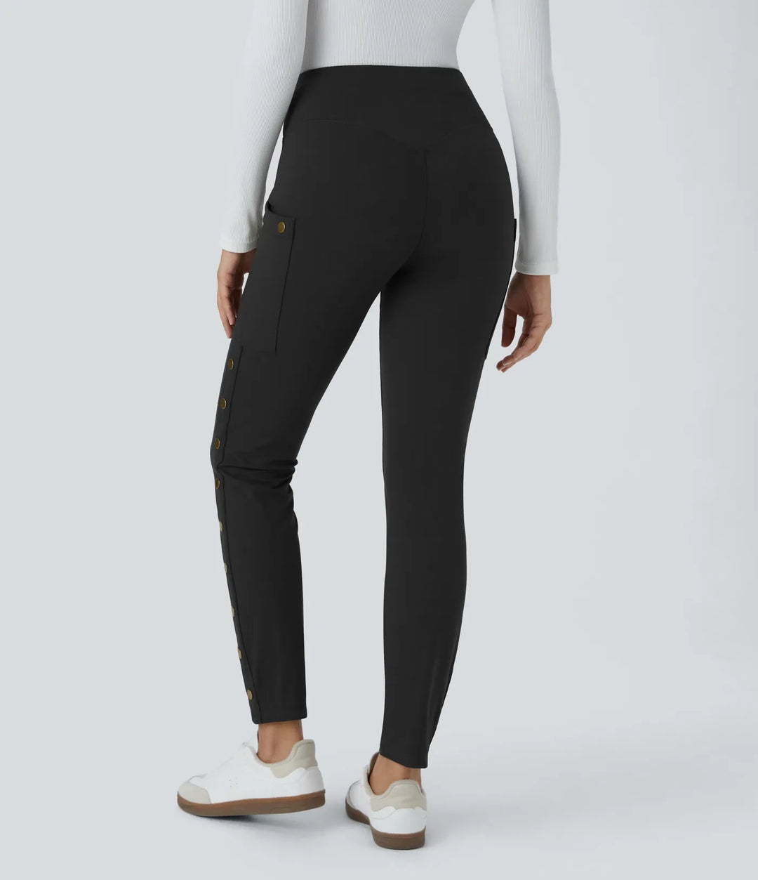DayStretch högmidjad dekorativ ficka skinny ankel längd vardagsbyxor