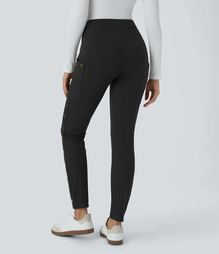 DayStretch högmidjad dekorativ ficka skinny ankel längd vardagsbyxor