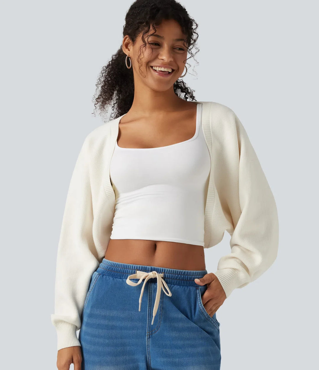 Långärmad öppen front vardaglig cardigan