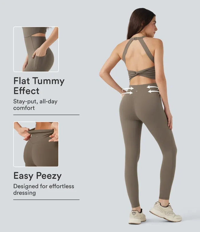 Lyckera UltraSculpt magkontroll träning jumpsuit med fickor-Easy Peezy Edition
