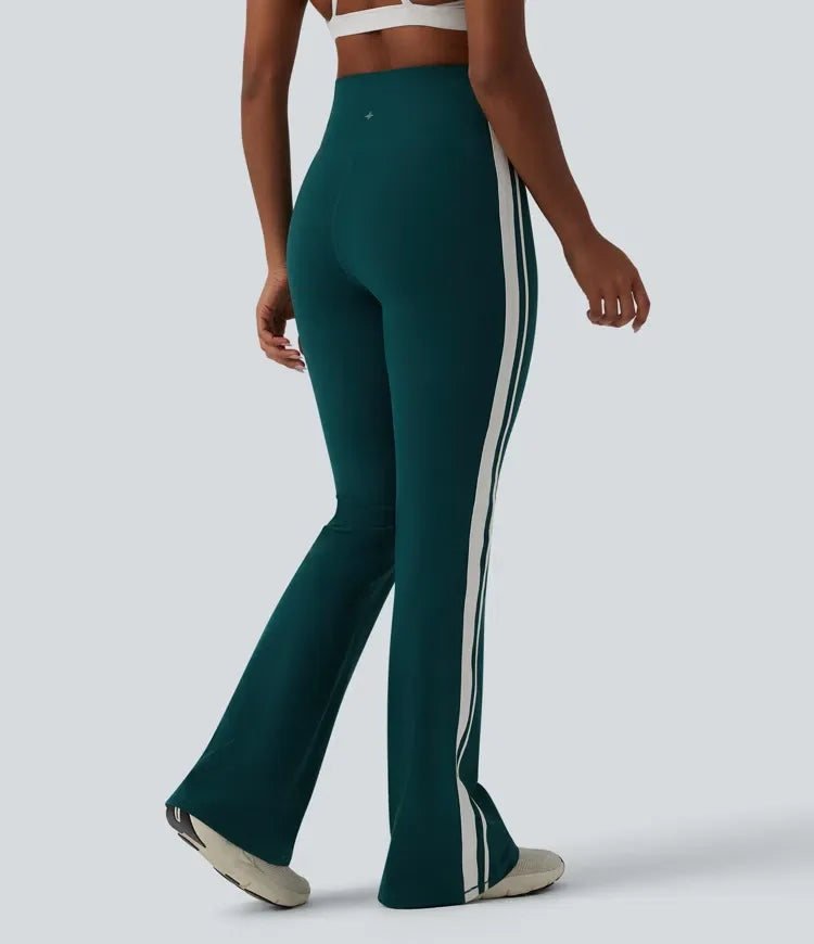 Lyckera UltraSculpt högmidjad magkontroll sida randig yoga 7/8 utsvängd leggings